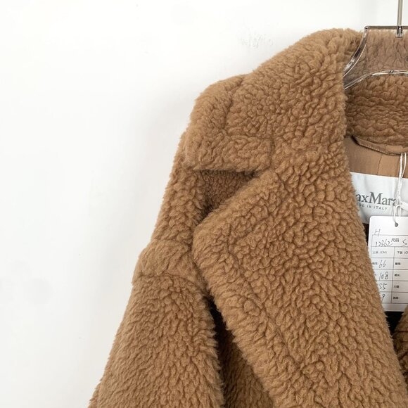 Max Mara Teddy Bear Icon Camel Coat Womens Wool & Alpaca Blend Double Breasted - Picture 3 of 8